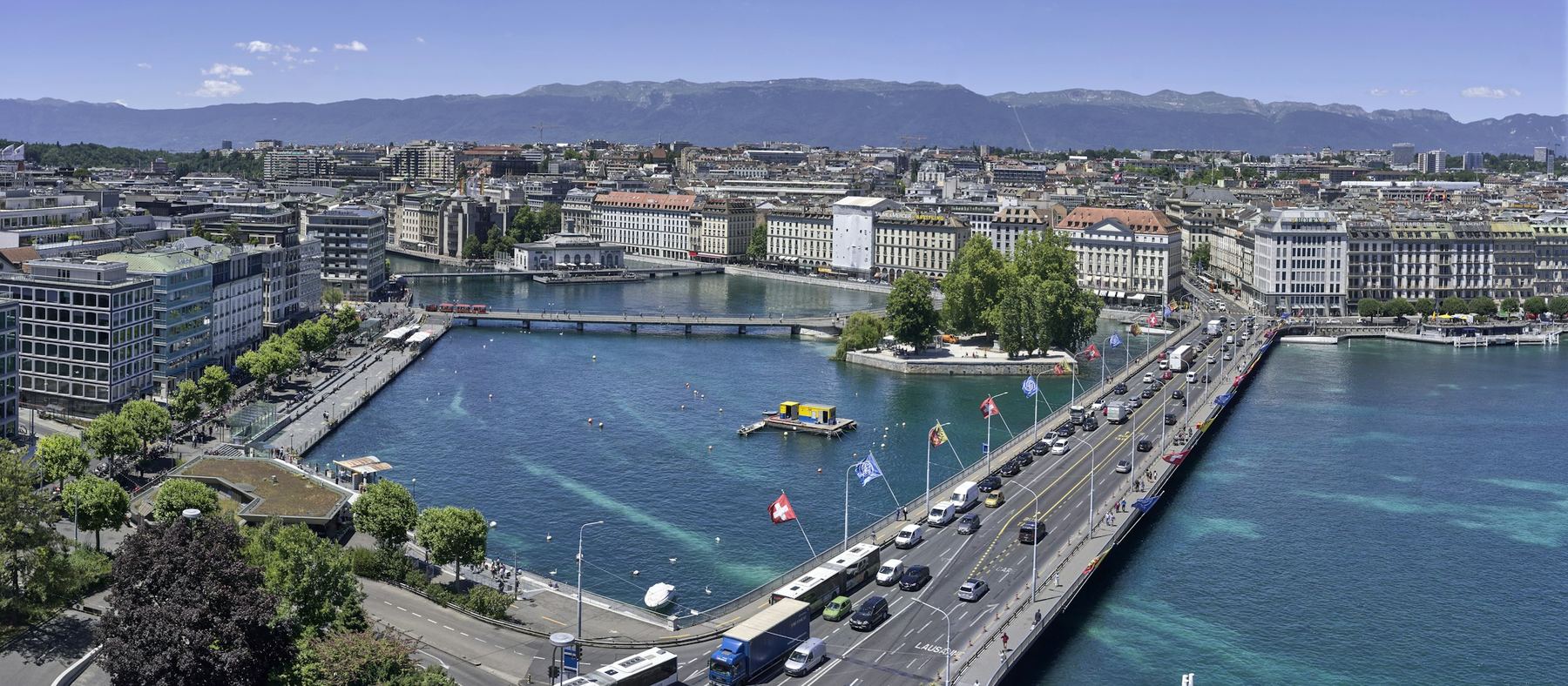 Geneva and its harbour from above