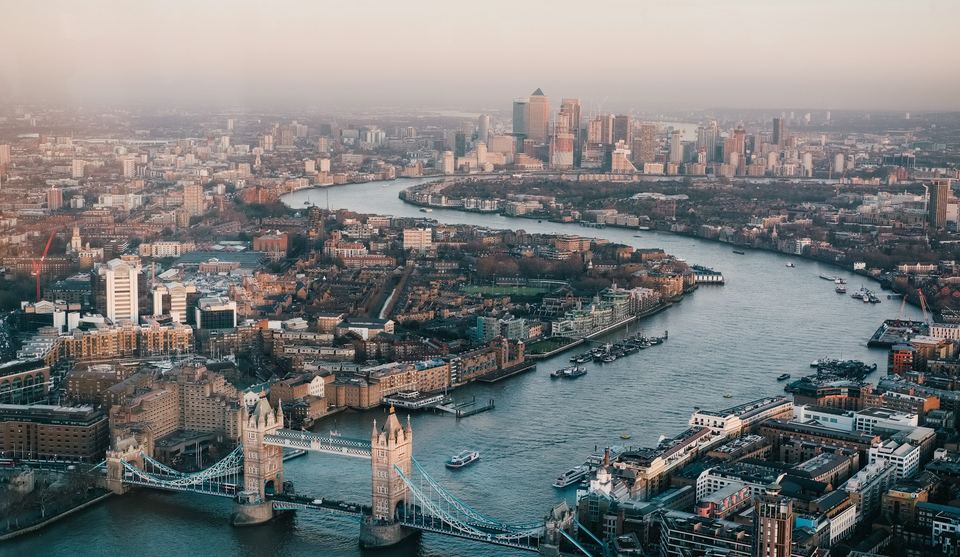 London and the River Thames from above